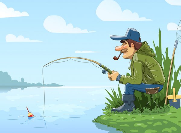 depositphotos 57375391 stock illustration fisherman with rod fishing on